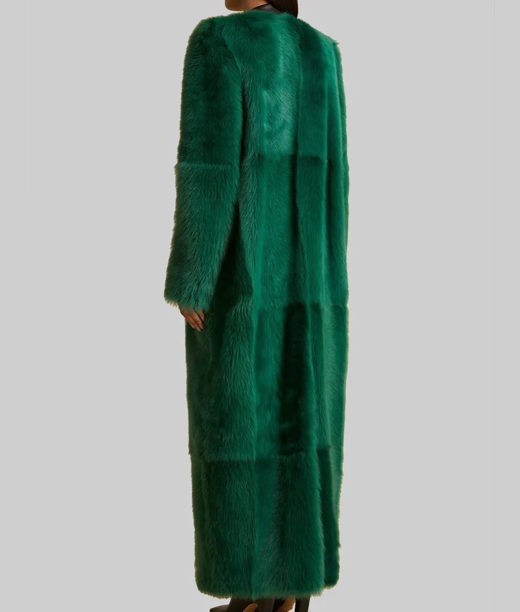 Wicked Screening Event Cynthia Erivo Green Fur Coat - Wicked Screening Event Cynthia Erivo Green Fur Coat - Back View