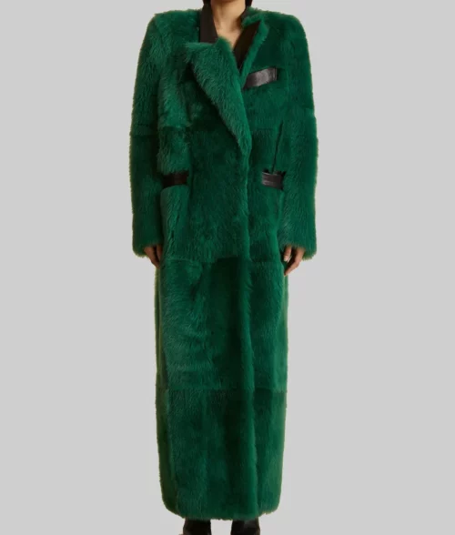 Wicked Screening Event Cynthia Erivo Green Fur Coat - Wicked Screening Event Cynthia Erivo Green Fur Coat - Front View