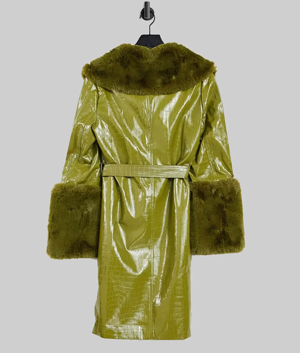 Bad Sisters Eve Hewson Leather Fur Coat - Bad Sisters S02 Eve Hewson (Becka Garvey) Leather Fur Coat - Back View