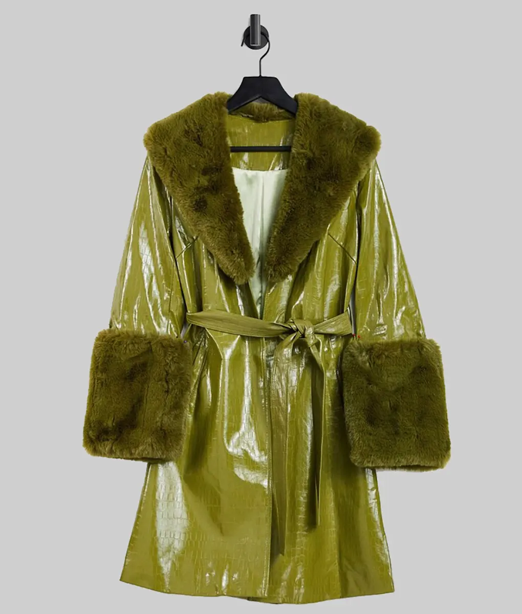 Bad Sisters Eve Hewson Leather Fur Coat - Bad Sisters S02 Eve Hewson (Becka Garvey) Leather Fur Coat - Front View