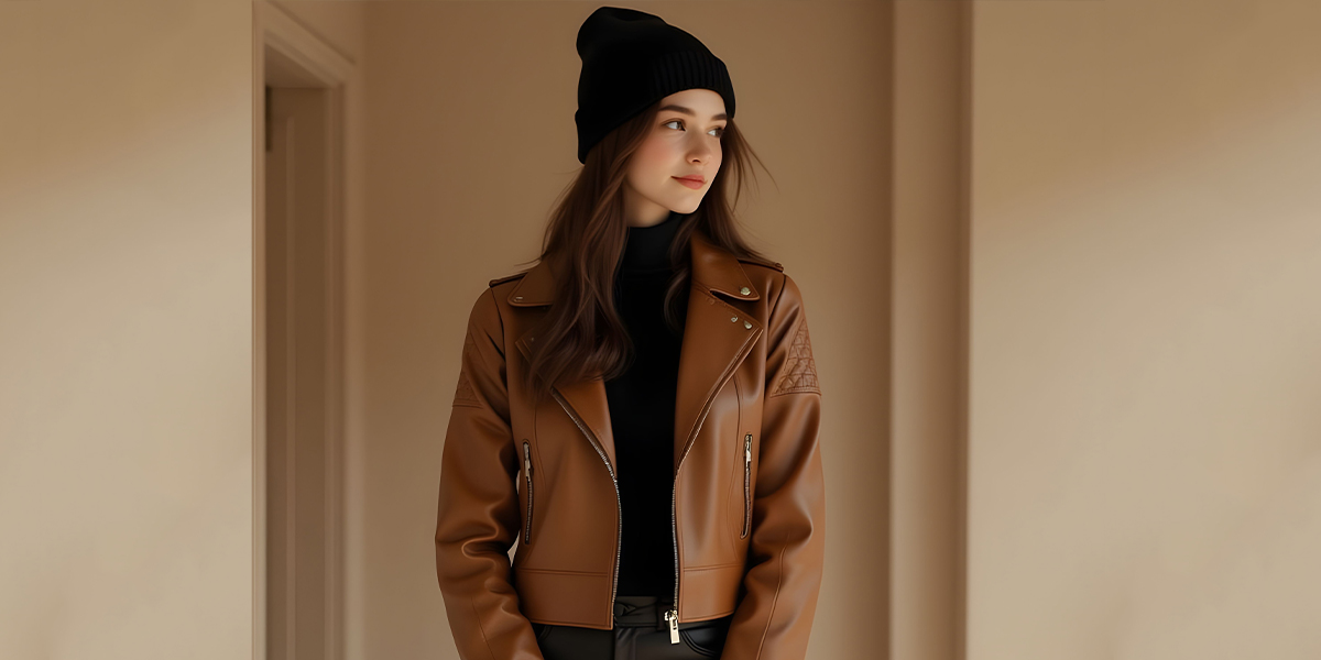 styling brown leather jacket for women