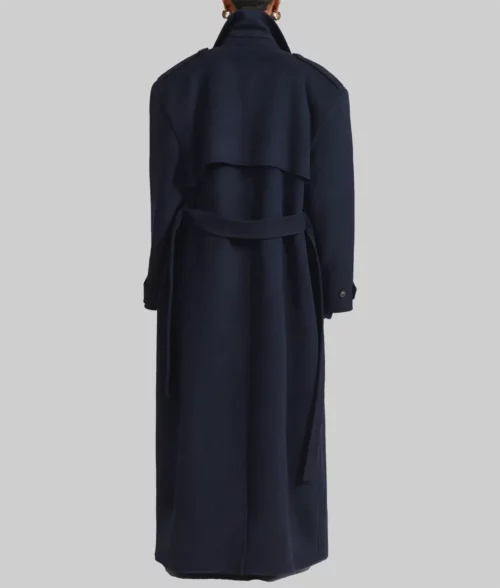 Chiara Ferragni Double Breasted Wool Coat - Chiara Ferragni Navy Blue Double Breasted Wool Coat - Back View