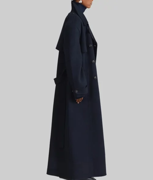 Chiara Ferragni Double Breasted Wool Coat - Chiara Ferragni Navy Blue Double Breasted Wool Coat - Right View