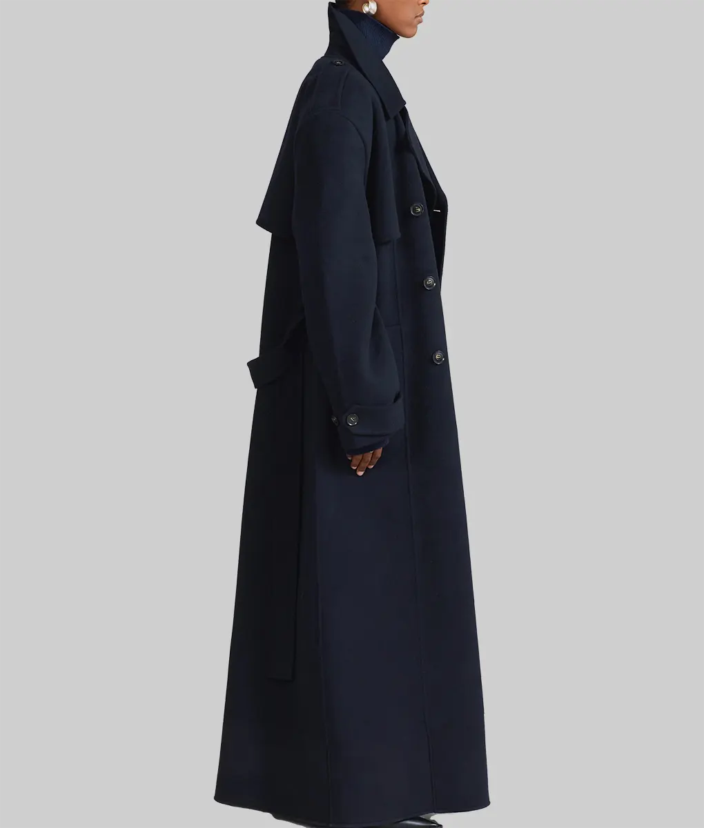Chiara Ferragni Double Breasted Wool Coat - Chiara Ferragni Navy Blue Double Breasted Wool Coat - Right View