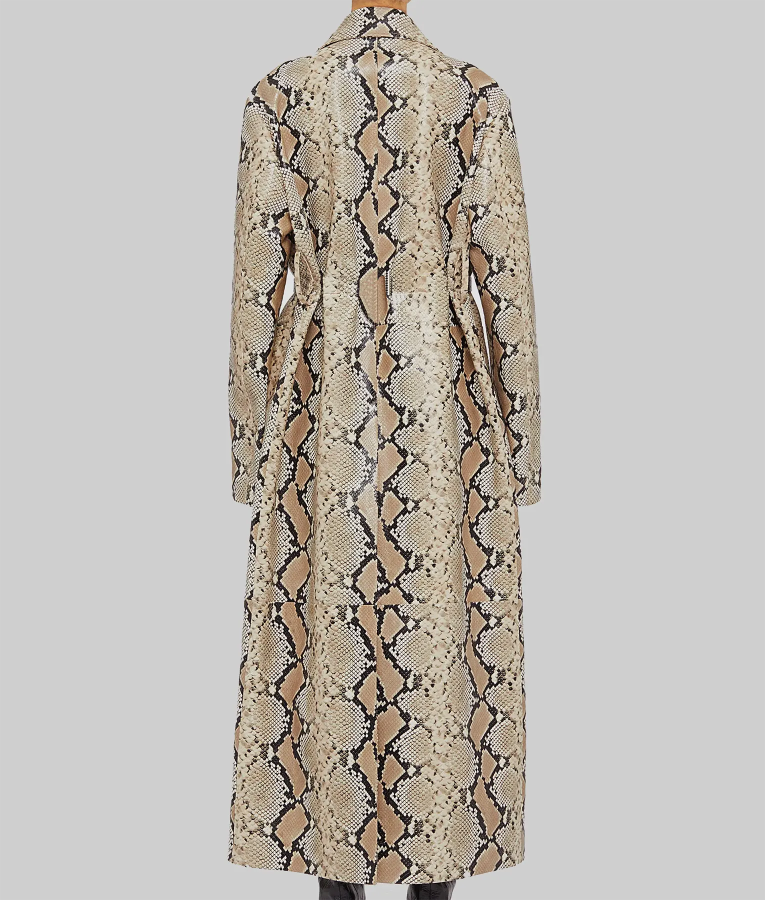 Dua Lipa Snake Skin Pattern Leather Coat - Dua Lipa Snake Skin Pattern Leather Coat - Back View