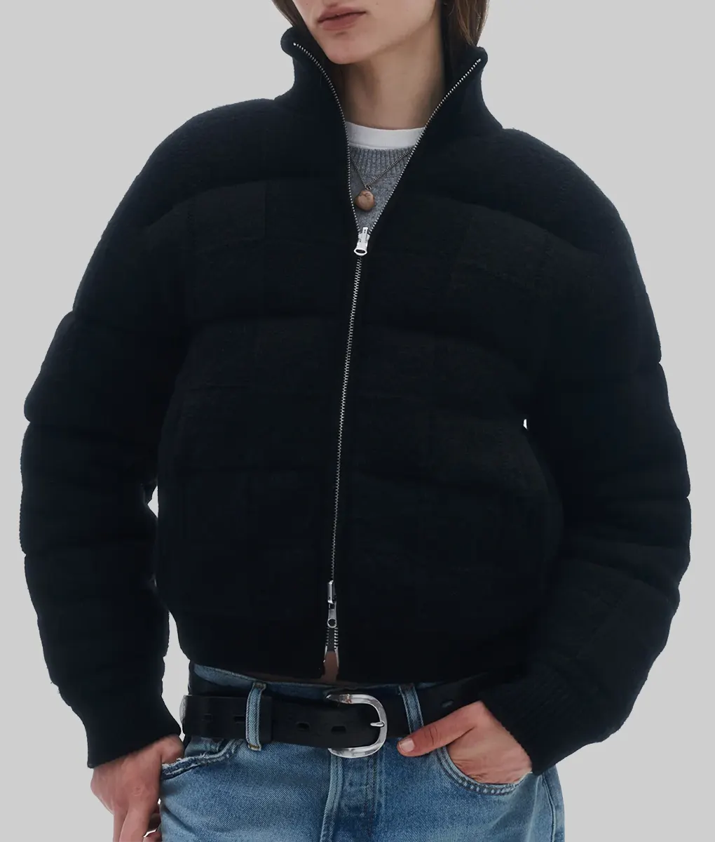 Gigi Hadid Black Puffer Jacket - Gigi Hadid Black Puffer Jacket - Front View