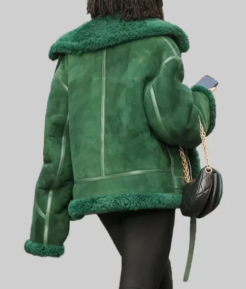 Jodie Turner B3 Suede Bomber Jacket - Jodie Turner B3 Suede Leather Bomber Jacket - Back View