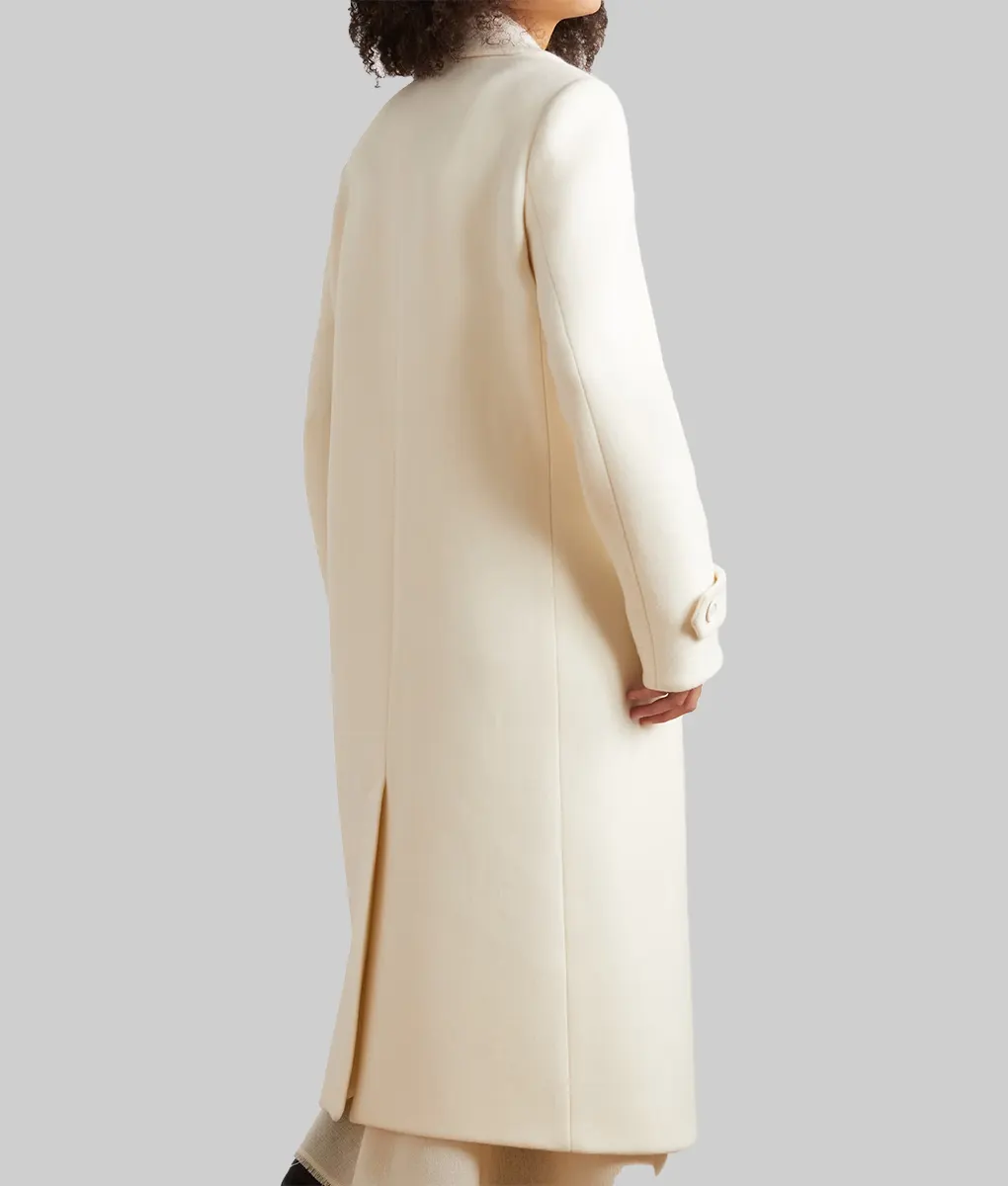 Julianne Hough Double Breasted Wool Coat - Julianne Hough Double Breasted Off White Wool Coat - Back View