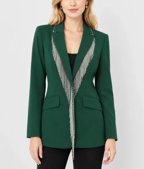 Reba McEntire Fringe Embellished Blazer - Front