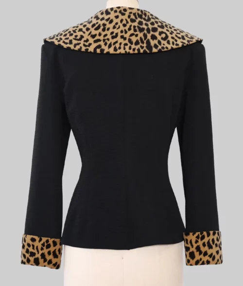 Sabrina Carpenter Leopard Collar Blazer - Sabrina Carpenter Leopard Collar Black Blazer - Back view