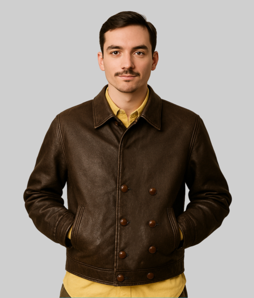 Timothee Chalamet Distressed Leather Jacket-FrontView