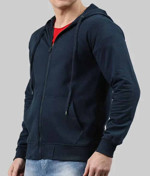 Ad Vitam Guillaume Canet Blue Zipper Hoodie - Ad Vitam Guillaume Canet (Franck) Blue Zipper Hoodie - Side View
