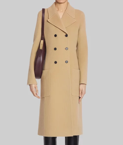 Angelina Jolie Brown Wool Coat - Angelina Jolie Brown Wool Coat - Front View