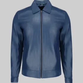 Harrison Men's Blue Harrington Leather Jacket