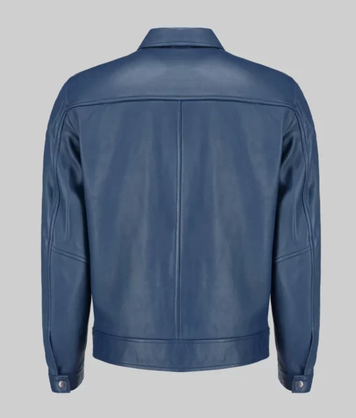 Harrison Men's Blue Harrington Leather Jacket - Image 5