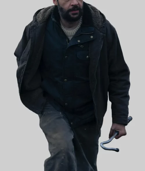 Bring Them Down Christopher Abbott (Michael) Black Cotton Hooded Jacket - Front View
