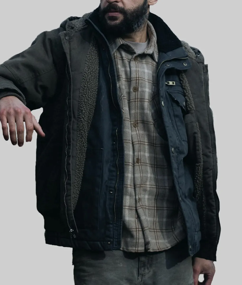 Bring Them Down Christopher Abbott (Michael) Black Cotton Hooded Jacket - Front View