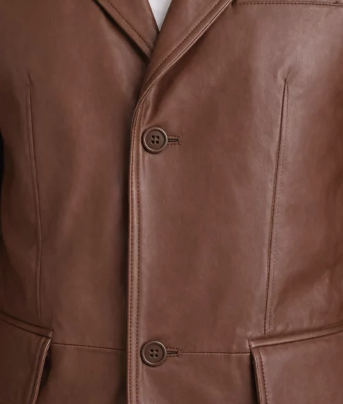 Carter Men's Smart Brown Leather Car Coat | Two Button Leather Coat for Men  | The Leather City