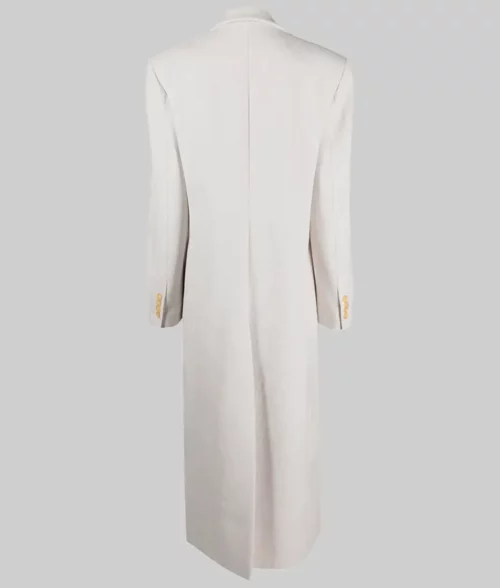 Chiara Ferragni Off White Wool Coat - Chiara Ferragni Off White Wool Coat In Milan - Back View