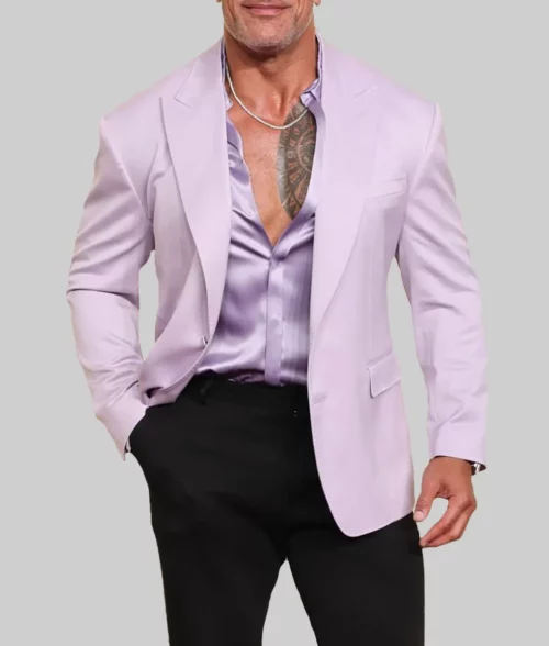 Dwayne Johnson Purple Blazer - Golden Globes 2025 Dwayne Johnson Purple Blazer - Front Open View
