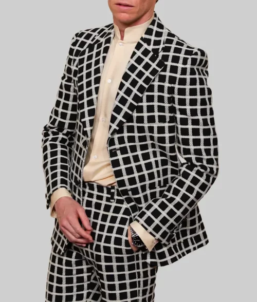 Eddie Redmayne Checkered Suit - Golden Globes 2025 Eddie Redmayne Checkered Suit - Left Blazer View