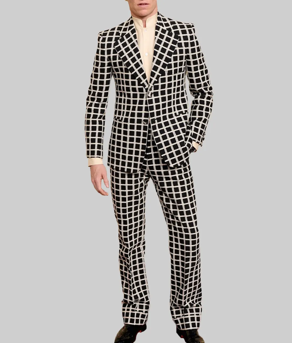 Eddie Redmayne Checkered Suit - Golden Globes 2025 Eddie Redmayne Checkered Suit - Front View