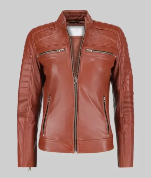 Emma Women's Brown Biker Leather Jacket The Leather City