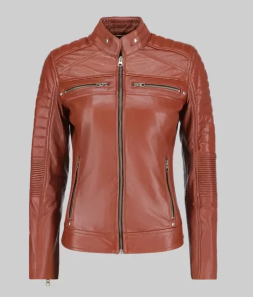 Emma Women's Brown Biker Leather Jacket The Leather City