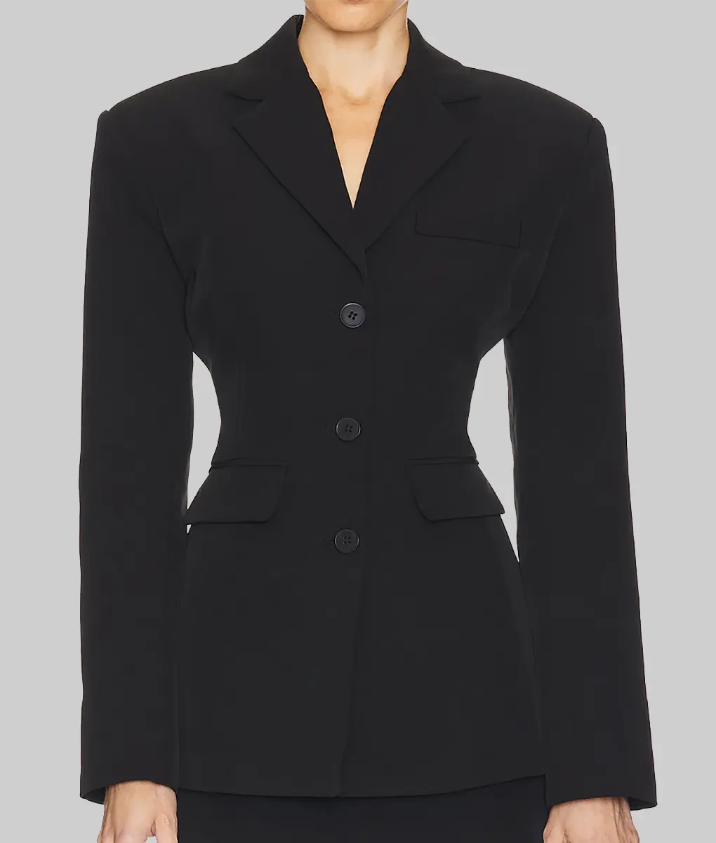 Hailey Bieber Black Blazer - Front View