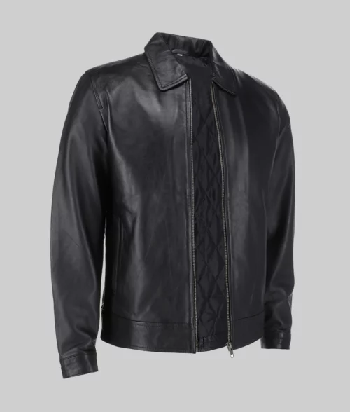 Harrison Men's Black Harrington Leather Jacket