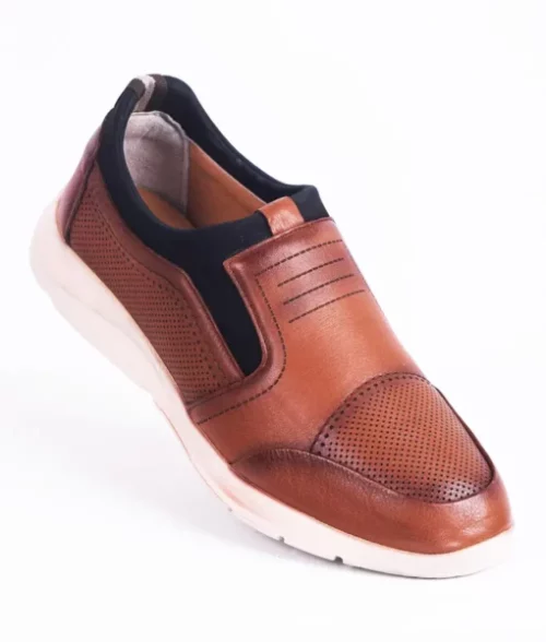 James Men's Brown Casual Leather Sneakers The Leather City