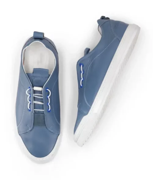 Jim Sky Blue Casual Low Top Leather Sneakers The Leather City