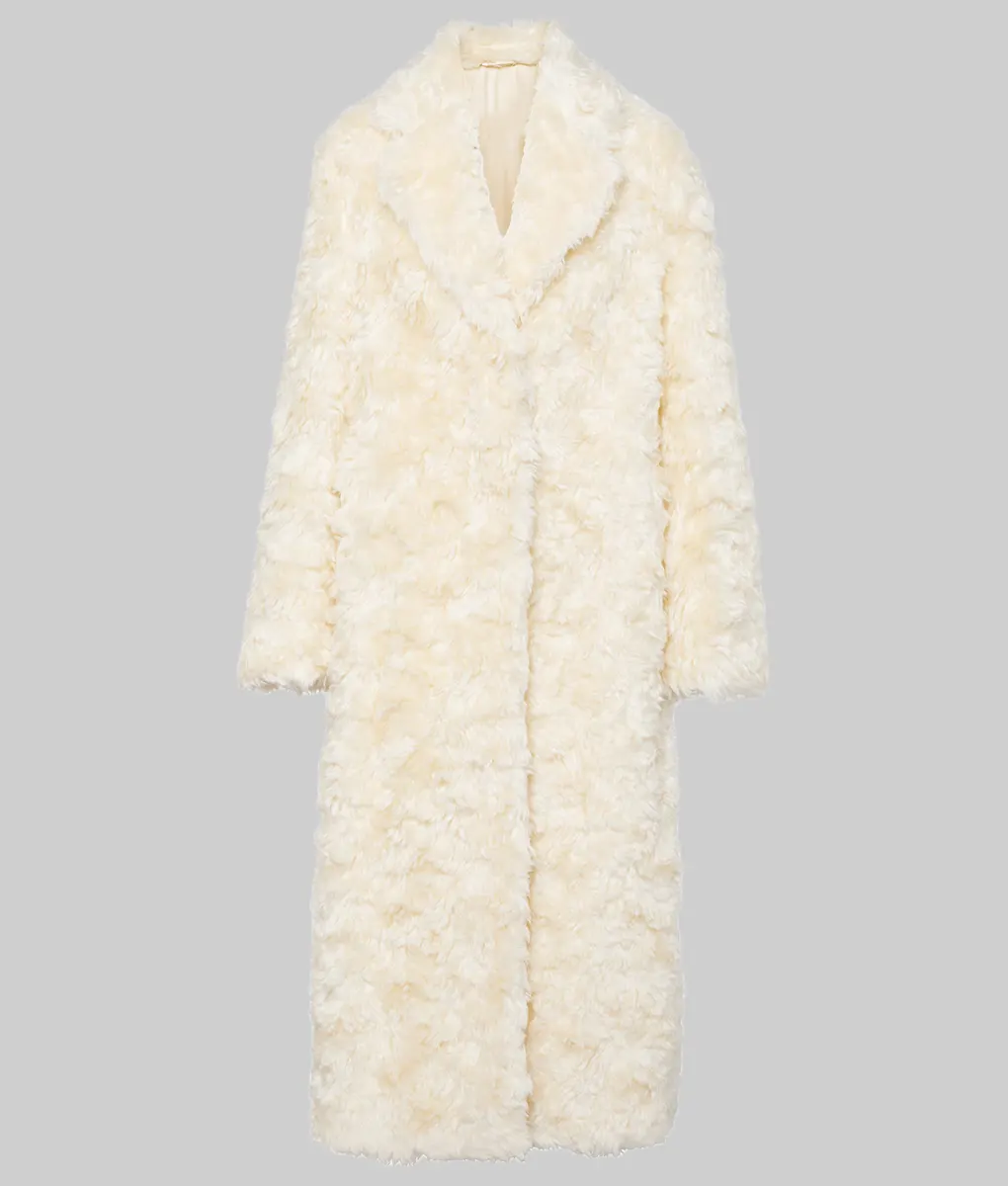 Mariah Carey Off White Fur Coat - Mariah Carey Off White Fur Coat - Front View