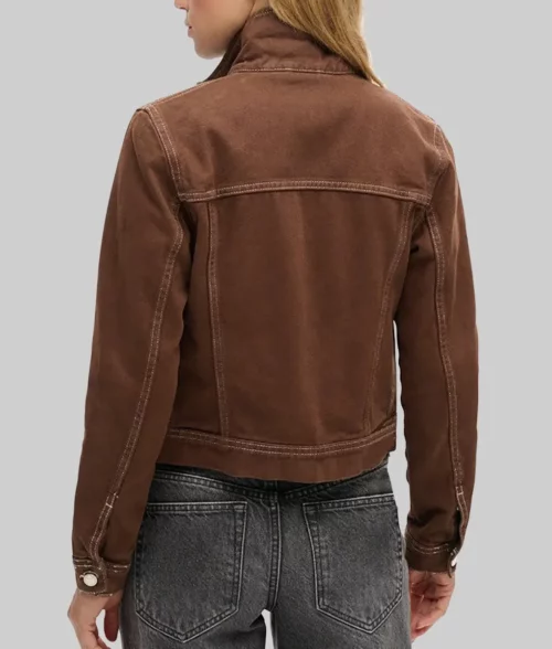 Missing You Rosalind Eleazar Denim Trucker Jacket - Missing You Rosalind Eleazar (Kat Donovan) Brown Denim Trucker Jacket - Back View