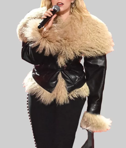 New Year Eve Renee Rapp Black Leather Jacket - New Year Eve Renee Rapp Black Leather Jacket - Front View