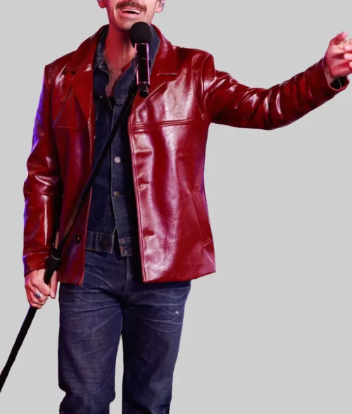 New Years Eve Joe Jonas Leather Jacket- New Years Eve Joe Jonas Leather Jacket - Front View