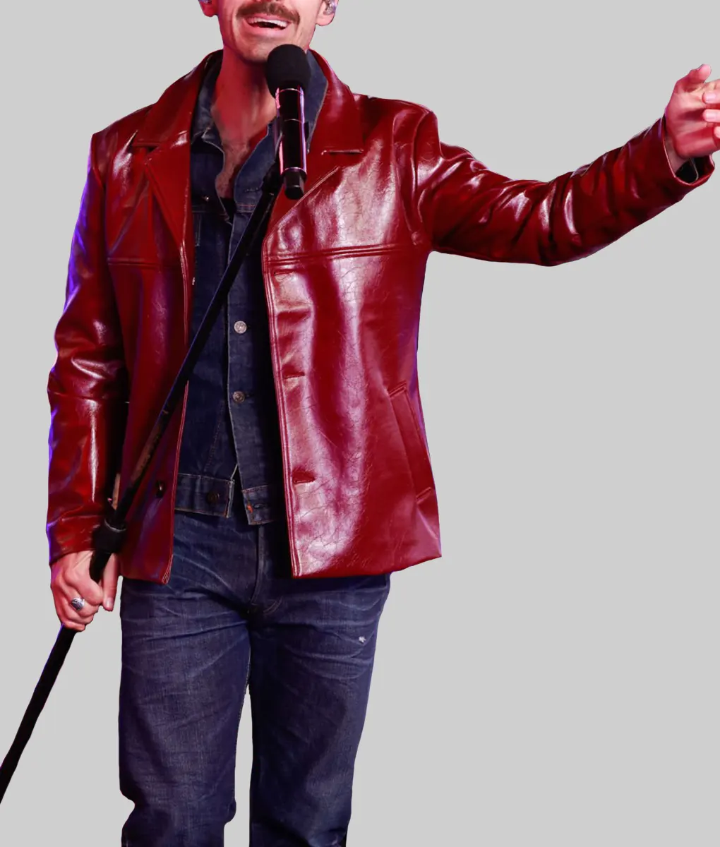 New Years Eve Joe Jonas Leather Jacket- New Years Eve Joe Jonas Leather Jacket - Front View