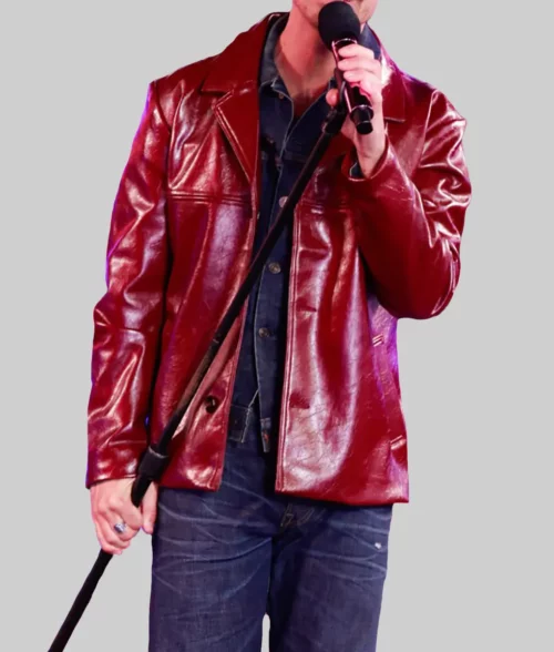 New Years Eve Joe Jonas Leather Jacket- New Years Eve Joe Jonas Leather Jacket - Front View