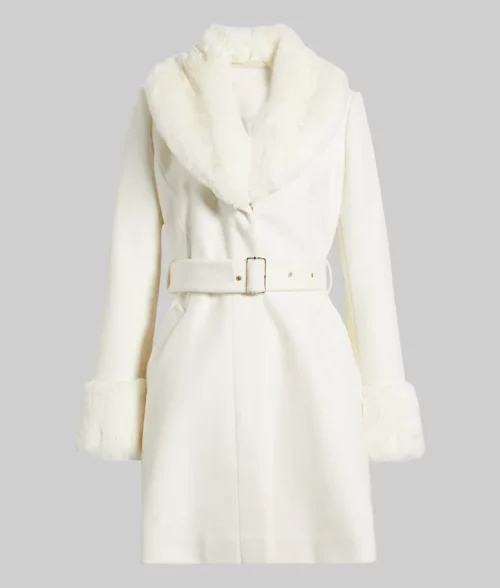 New Year’s Eve Megan Moroney White Wool Coat - New Year’s Eve Megan Moroney White Wool Coat - Front View