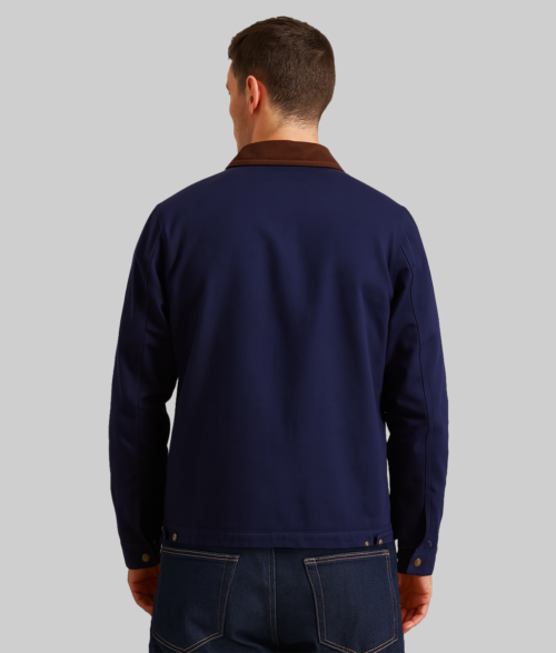 Reacher S03 Alan Ritchson Blue Cotton Jacket-Back View
