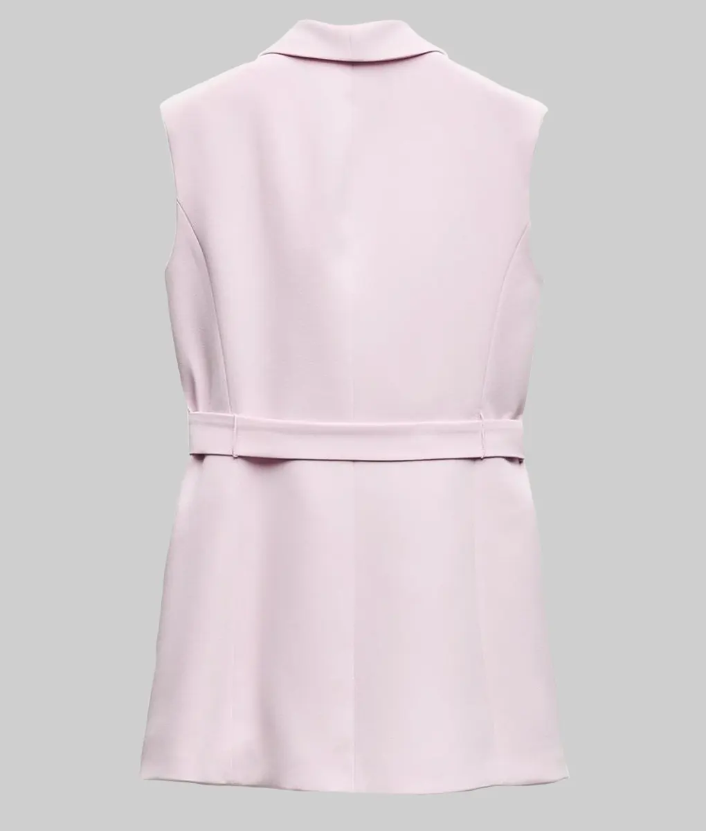 Selling the City Giselle Meneses Pink Sleeveless Blazer - Selling the City S01 Giselle Meneses Pink Sleeveless Blazer - Back View