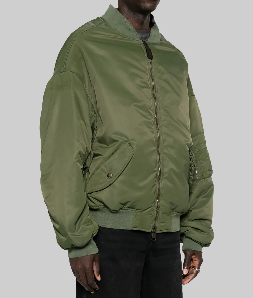 Tracee Ellis Ross Green MA 1 Bomber Jacket - Tracee Ellis Ross Green MA 1 Bomber Jacket - Side View