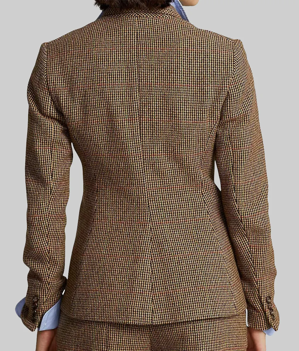 Virgin River Alexandra Breckenridge Plaid Texture Blazer - Virgin River Alexandra Breckenridge (Melinda Monroe) Plaid Texture Wool Blazer - Back View