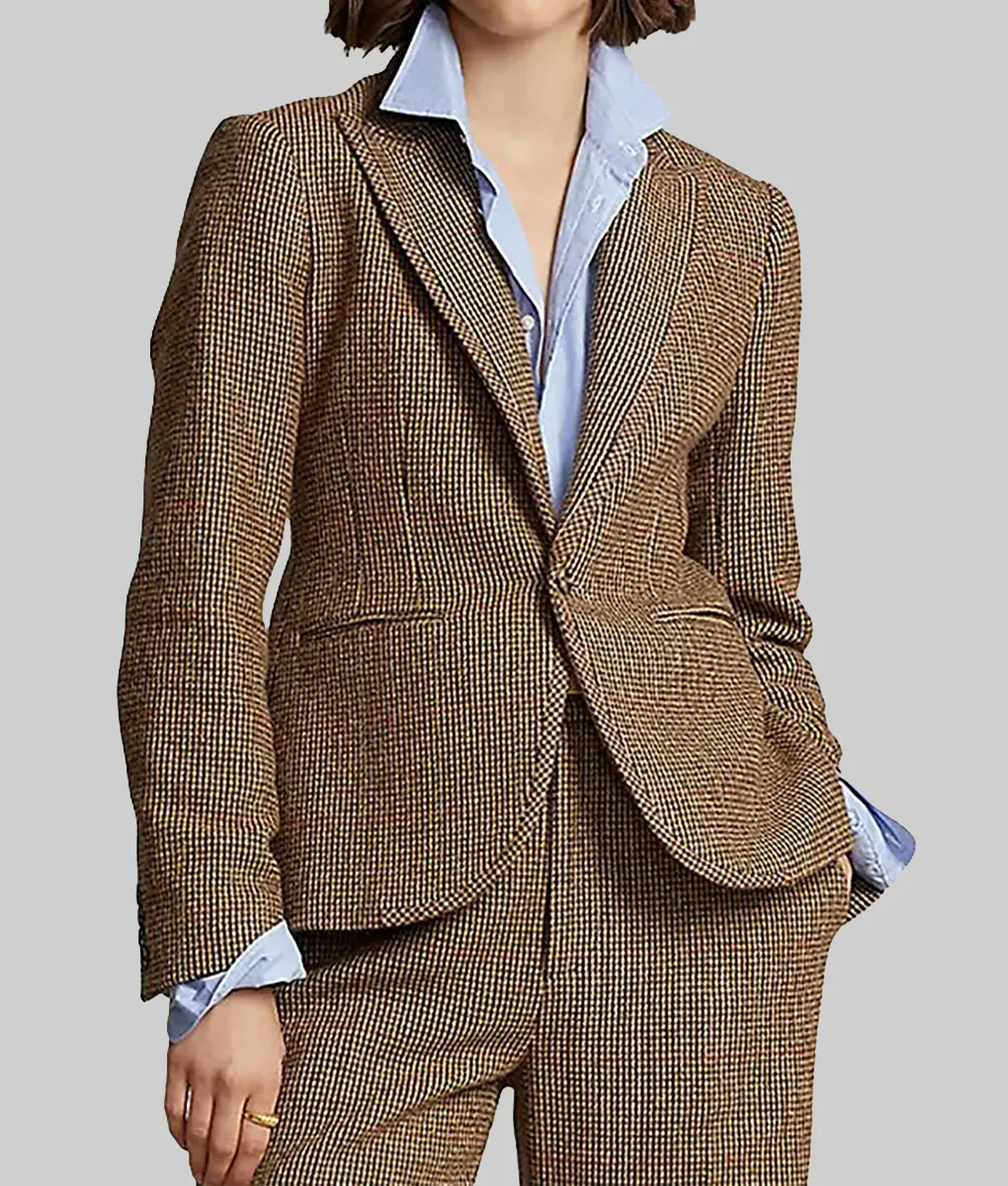 Virgin River Alexandra Breckenridge Plaid Texture Blazer - Virgin River Alexandra Breckenridge (Melinda Monroe) Plaid Texture Wool Blazer - Front View