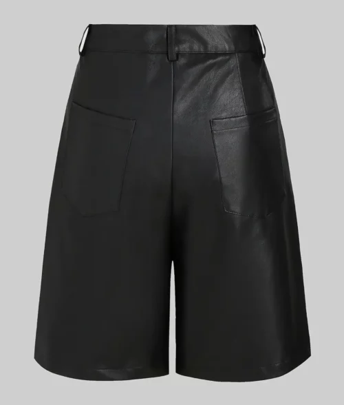 Alternative view of Women's Black Bermuda Style Leather Shorts