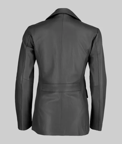 Paula Slim Fit Black Leather Blazer for Women - Image 2