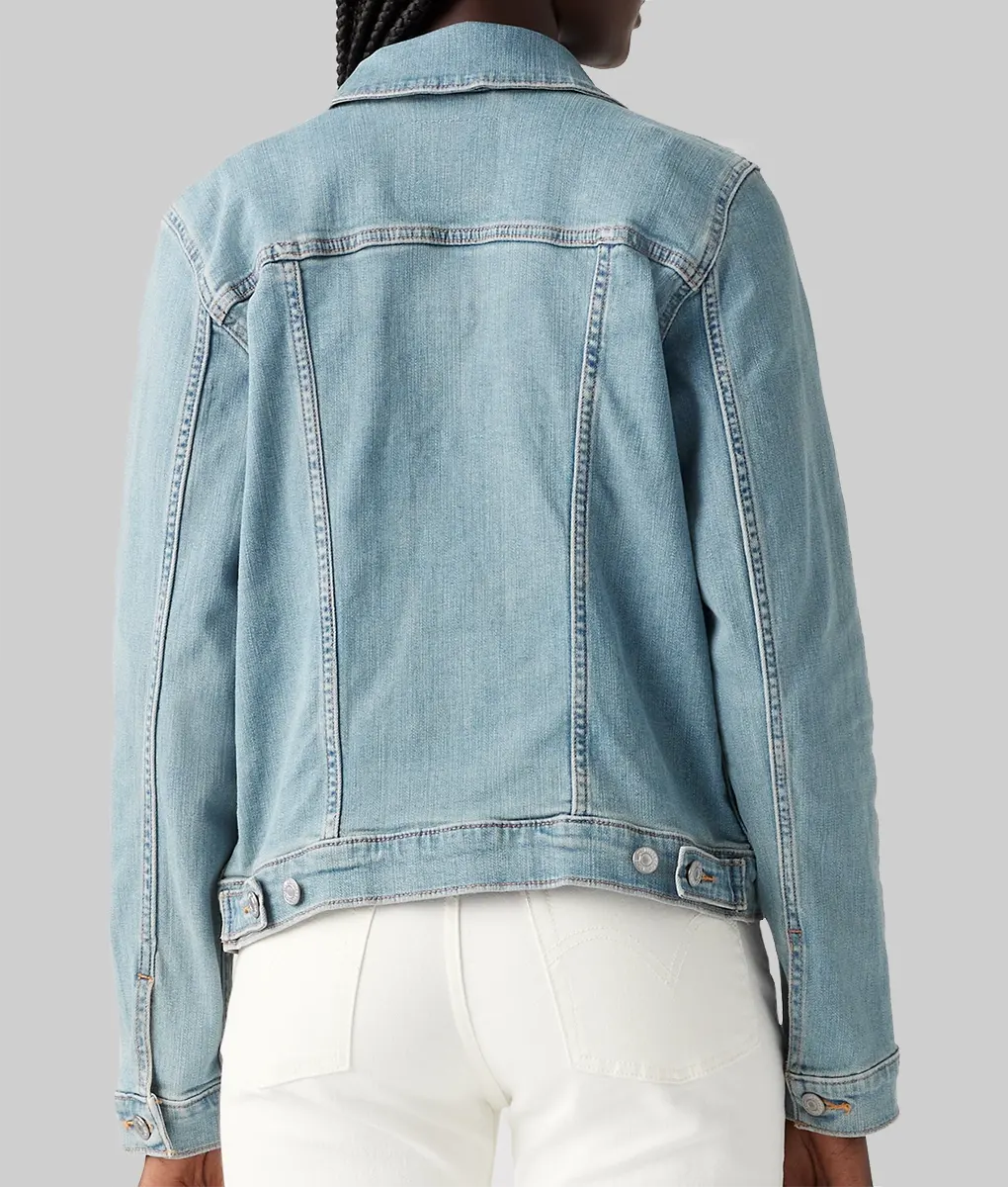 XO Kitty Anna Cathcart Blue Denim Jacket - XO Kitty Anna Cathcart Blue Denim Jacket - Back View