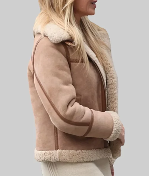 Amanda Holden Brown Aviator Jacket - Amanda Holden Brown Aviator Bomber Jacket - Side View
