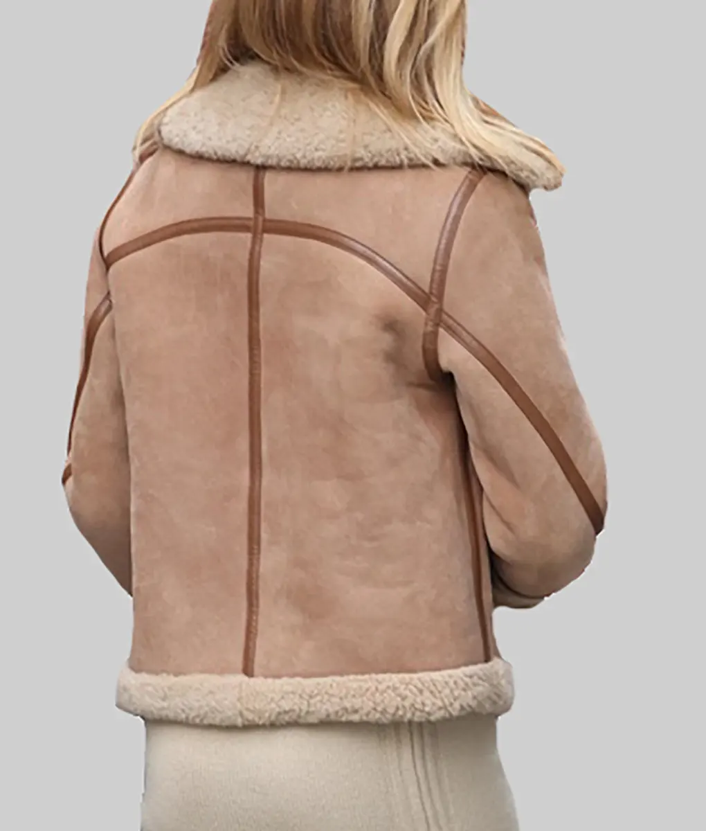 Amanda Holden Brown Aviator Jacket - Amanda Holden Brown Aviator Bomber Jacket - Back View
