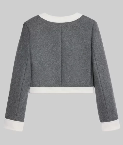 Anya Taylor-Joy Grey Wool Jacket - Anya Taylor-Joy Grey Wool Jacket - Back View